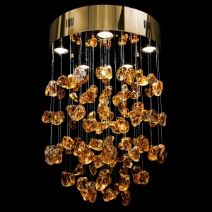 Kompozycja LAZAR amber złoty okrągły plafon 40 cm