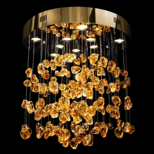 Kompozycja LAZAR amber złoty okrągły plafon 60 cm